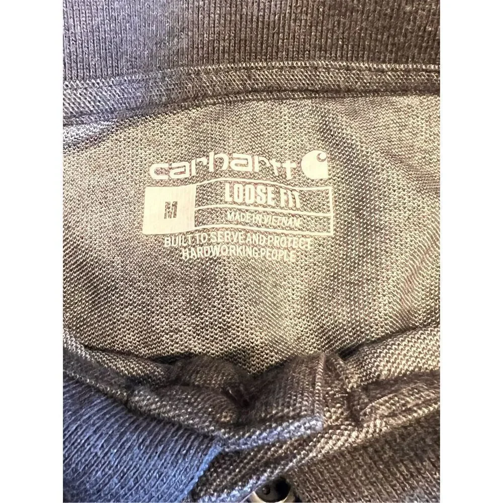 Carhartt Men’s Medium loose fit gray midweight short sleeve polo pocket shirt